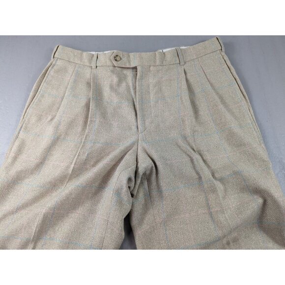 GANT Brown Mens Trouser‎ Size 36x34  Straight Silk Blend Blue Pink Window Pane - Picture 4 of 11